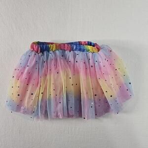 Rainbow Tulle Tutu Skirt Girls Kids Toddler Dress-Up Dance Elastic Waist